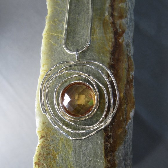 Orbital Citrine Pendant Necklace, Sterling Silver - Picture 2 of 9